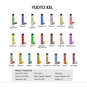 Yuoto XXL disposable vape flavors